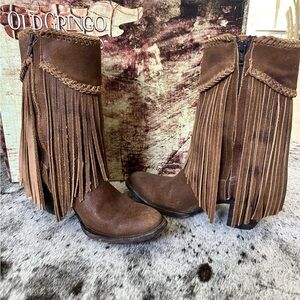 Old Gringo Kally Cafero Brown Fringe Heeled Boots